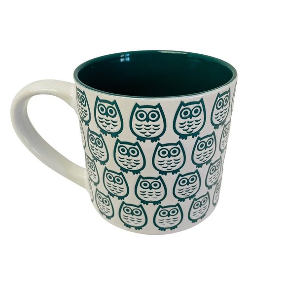 Blue Owls on White Momentum Graydon Hall Large 16 oz Ceramic Coffee Mug - Picture 1 of 4